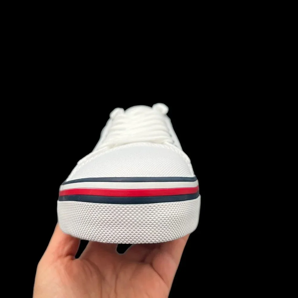 Tommy Hilfiger Women's Canvas Casual Sneakers Size 7.5-8.5-9 White Lace up Shoes